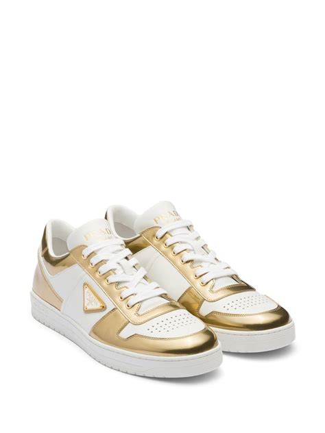 prada under 500|Prada gold low top sneakers.